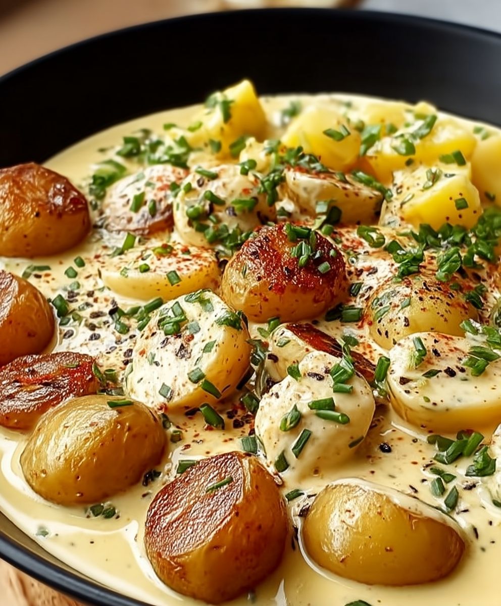 Knoblauch Kartoffeln Sahnesauce