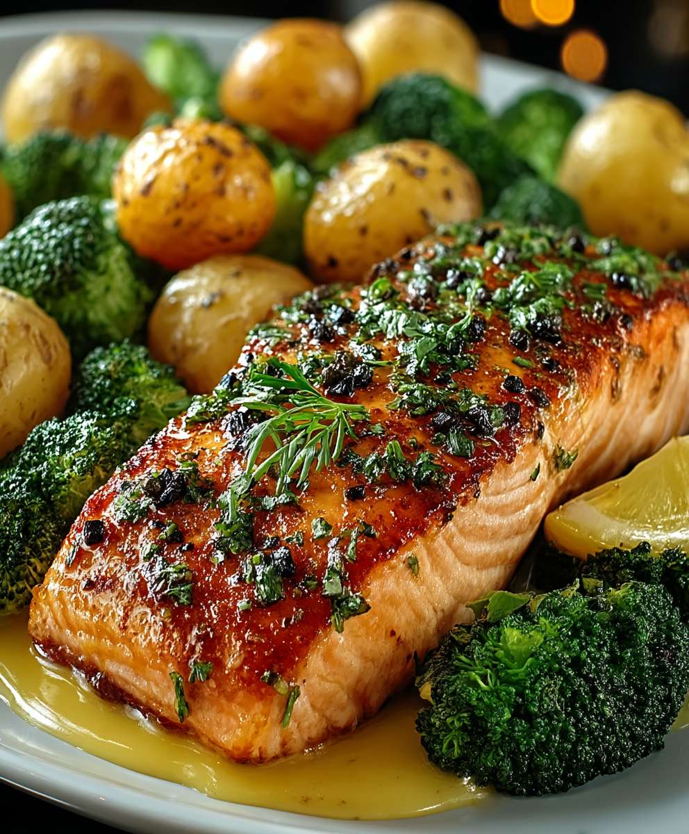 Zitronenbutterlachs Kartoffeln Brokkoli