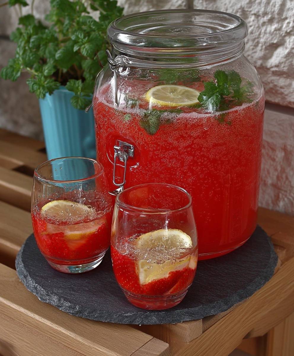 Zuckerfreie Erdbeer Zitronen Limonade