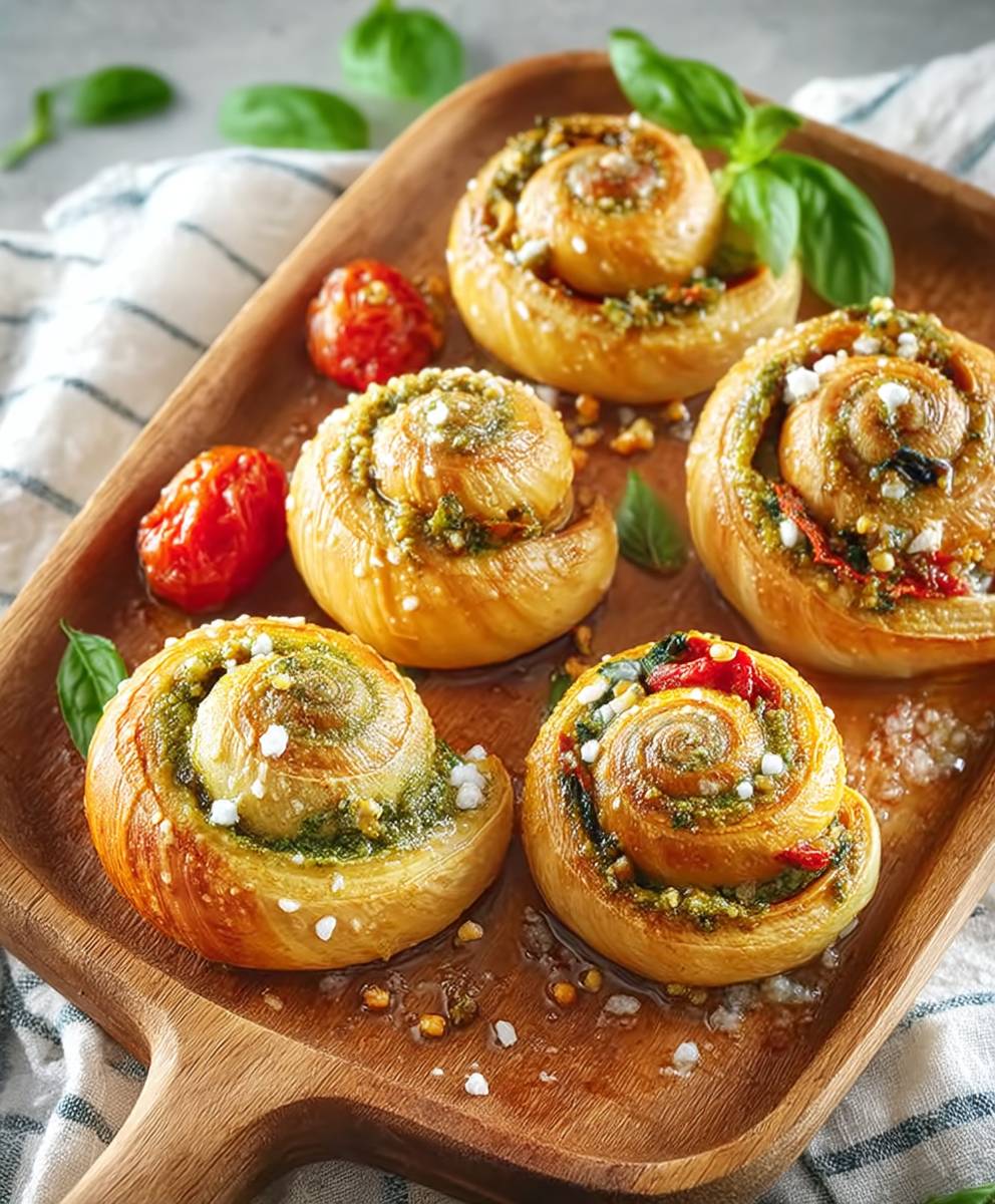 Pestoschnecken schnell ohne Fertigteig