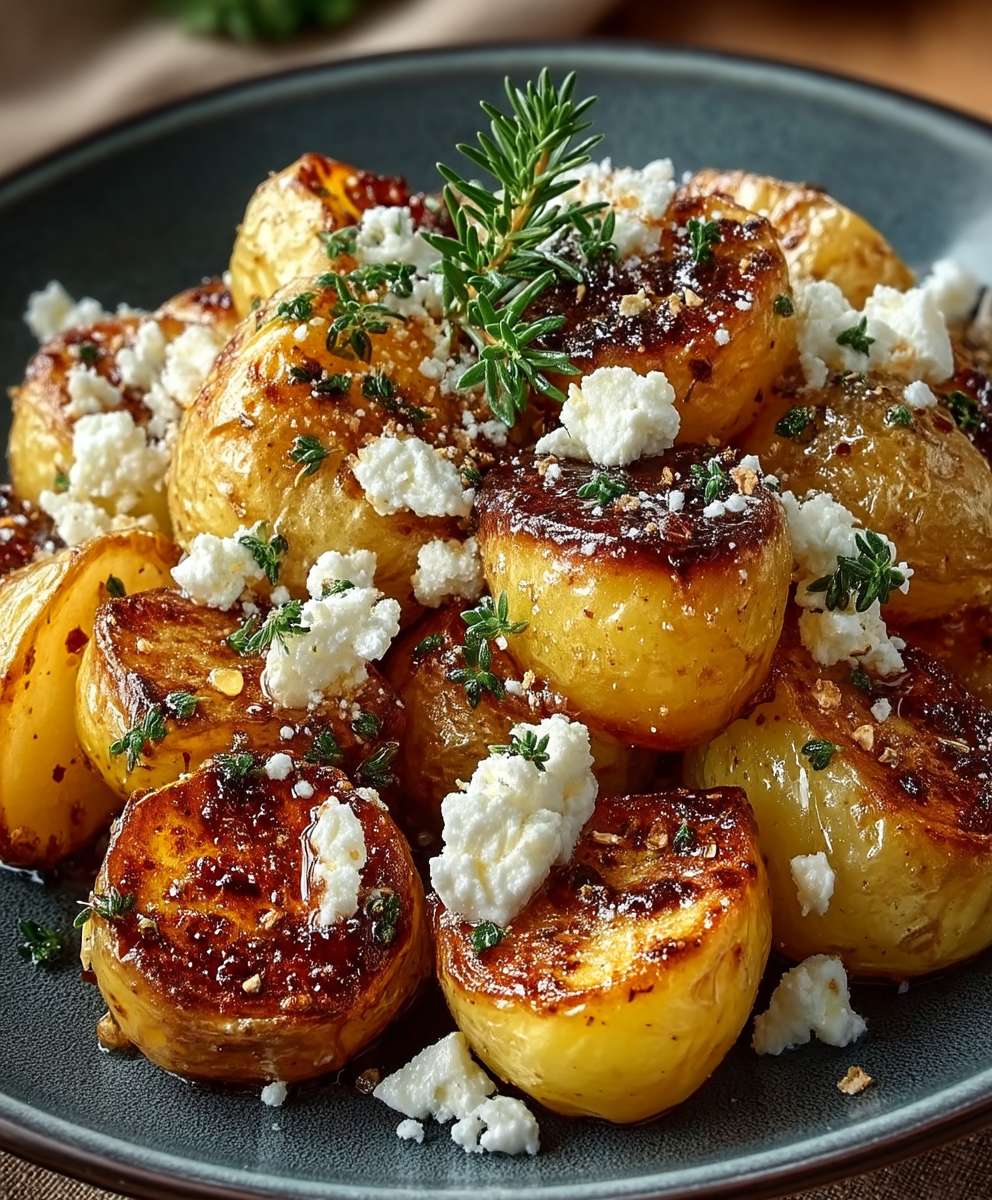 Geröstete Kartoffeln Feta Knoblauch