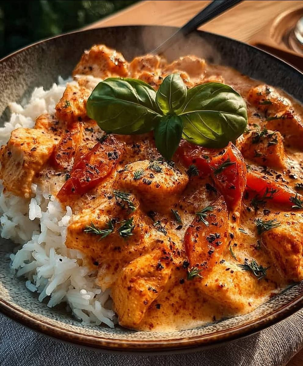 Hähnchen Reis Tomatensoße