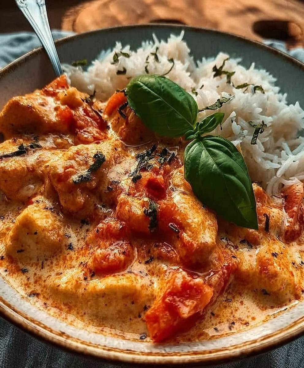 Hähnchen Reis Tomatensoße