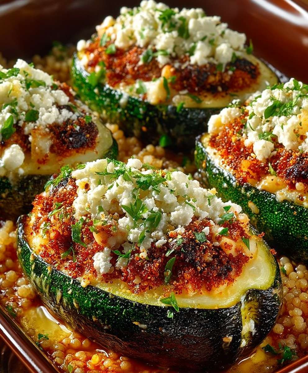 Gefüllte Zucchini Couscous Feta