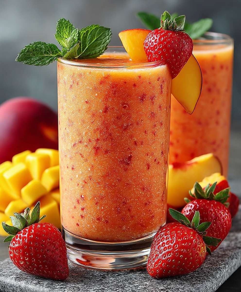 Erdbeer Mango Pfirsich Smoothie