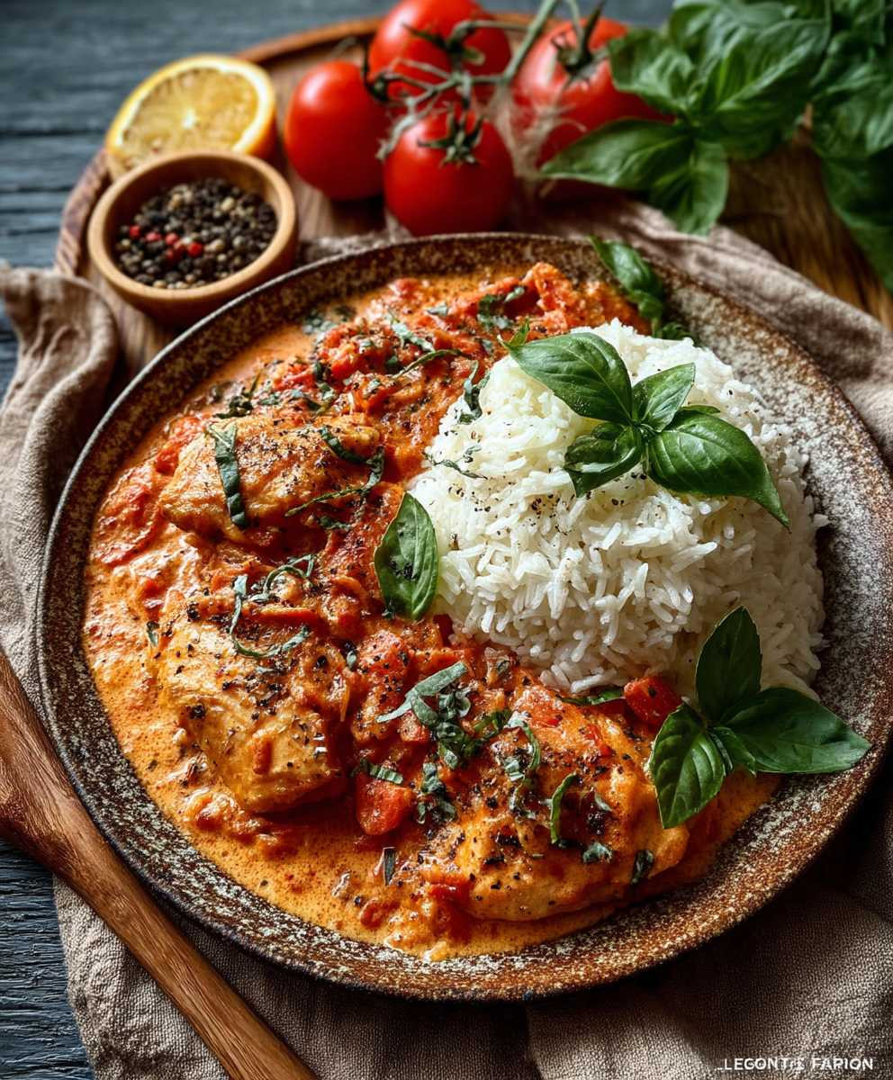Hähnchen Reis Tomatensoße