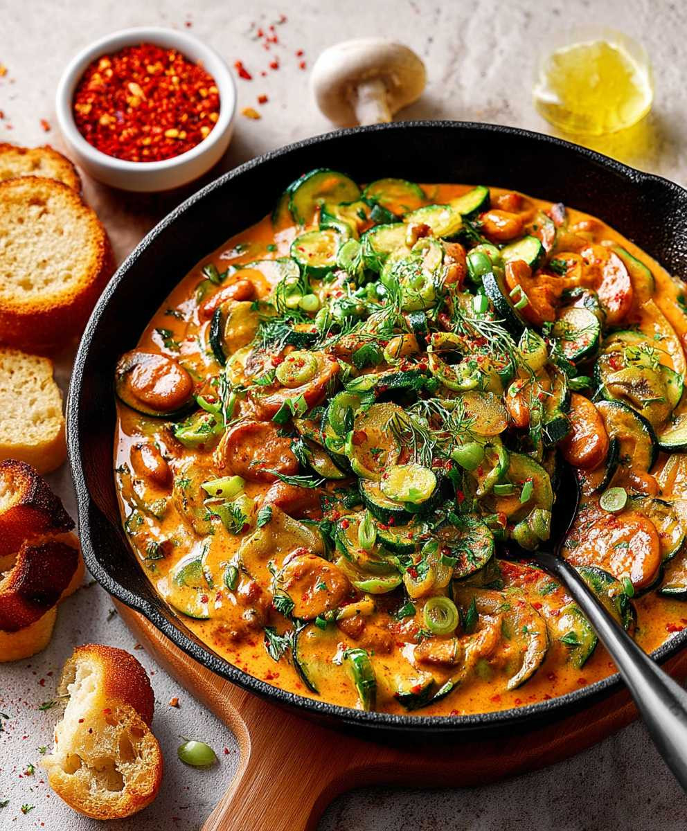 Zucchini Bohnenpfanne Erdnussbutter