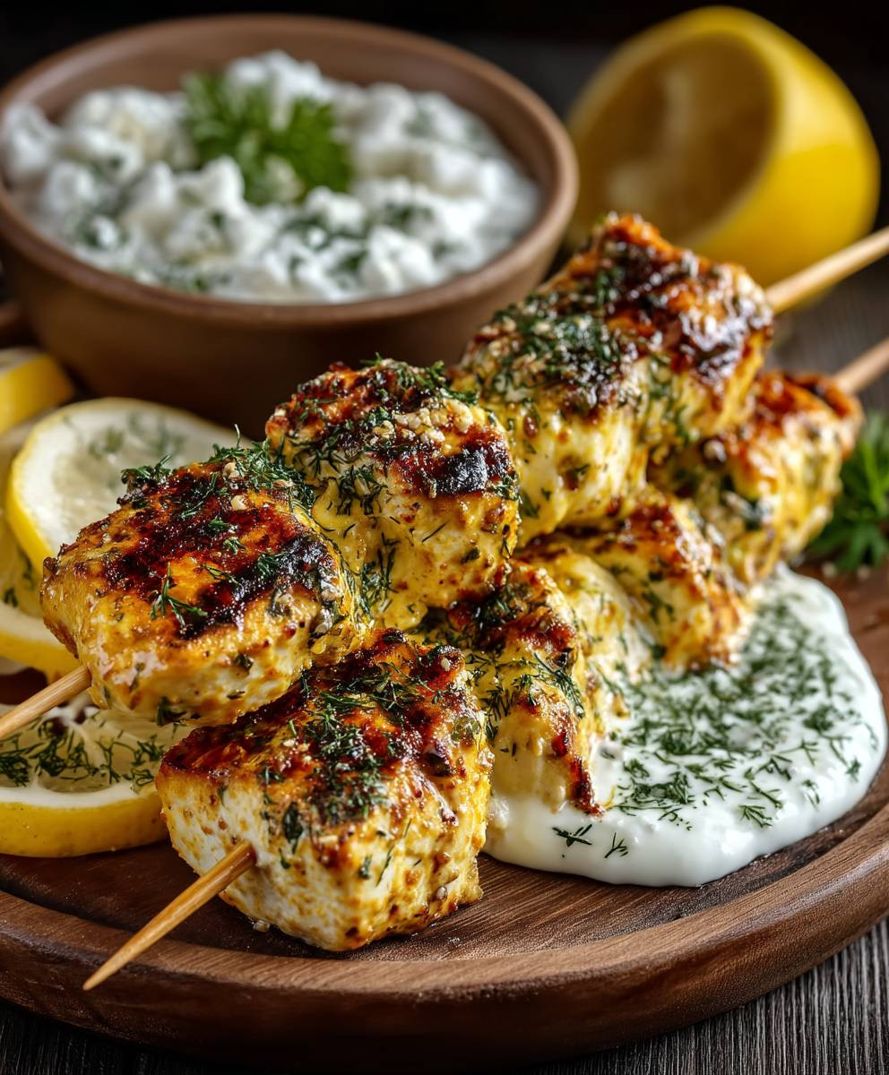 Griechische Zitronen Hähnchenspieße