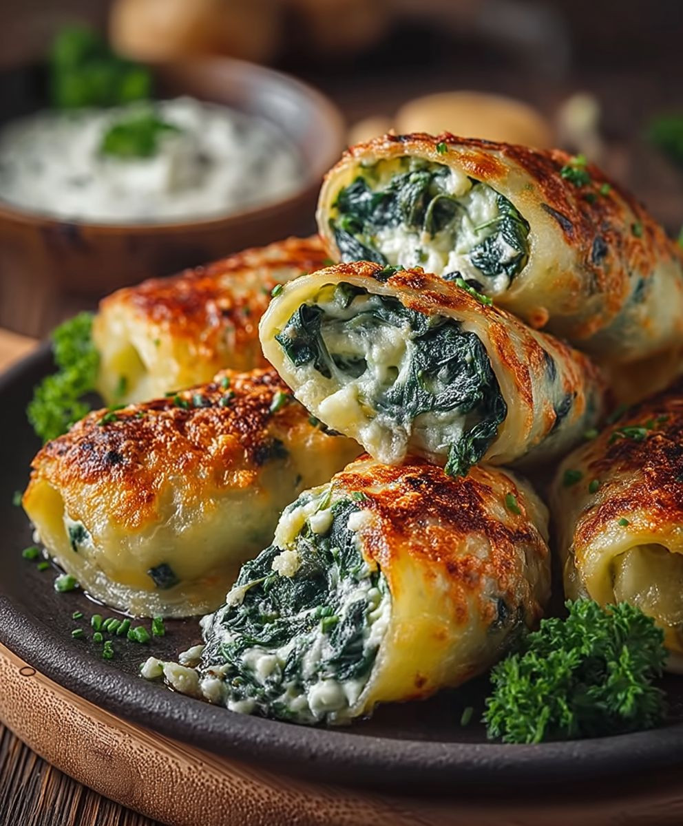 Kartoffeltaschen mit Spinatfüllung