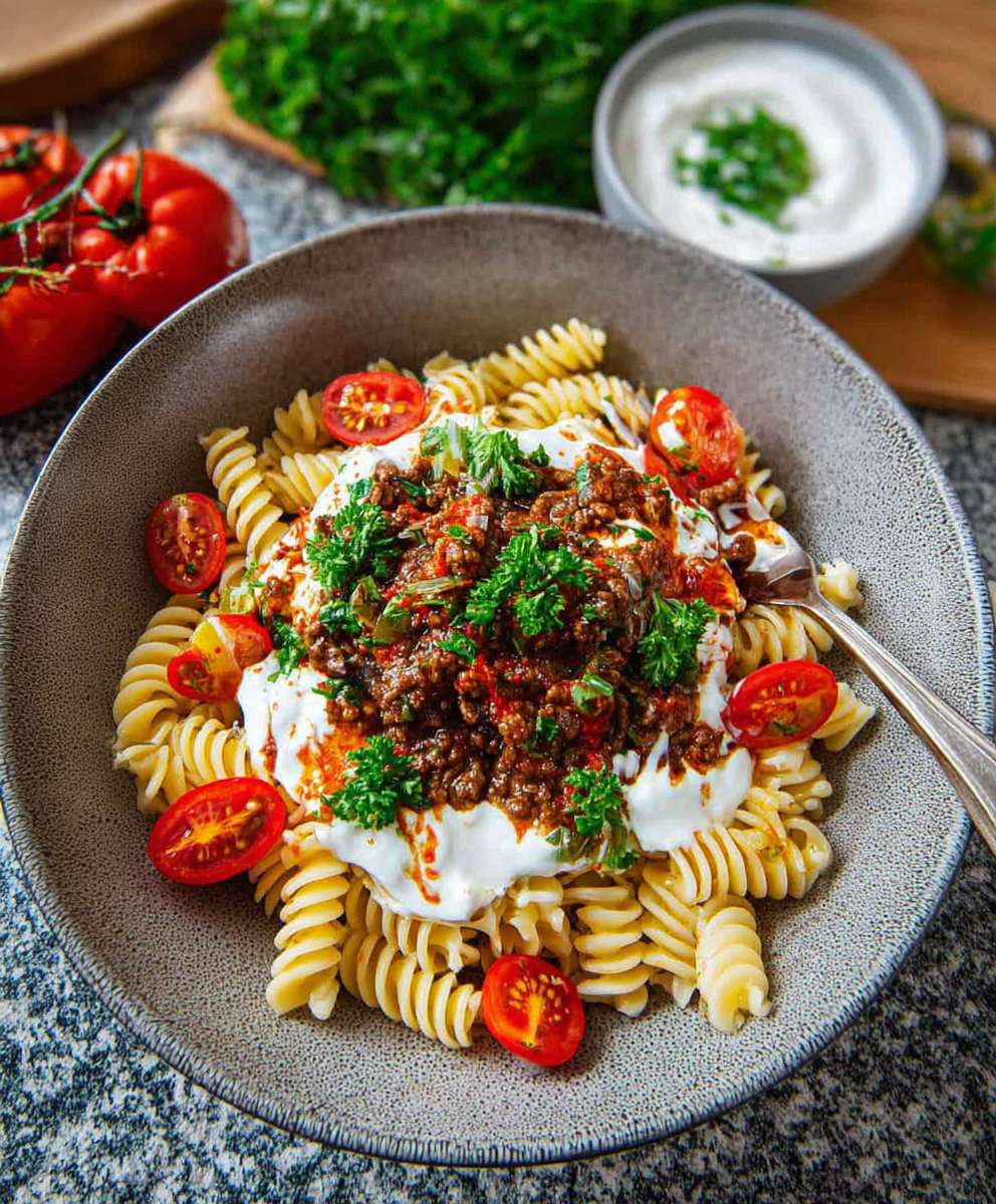 Türkische Pasta mit Joghurt