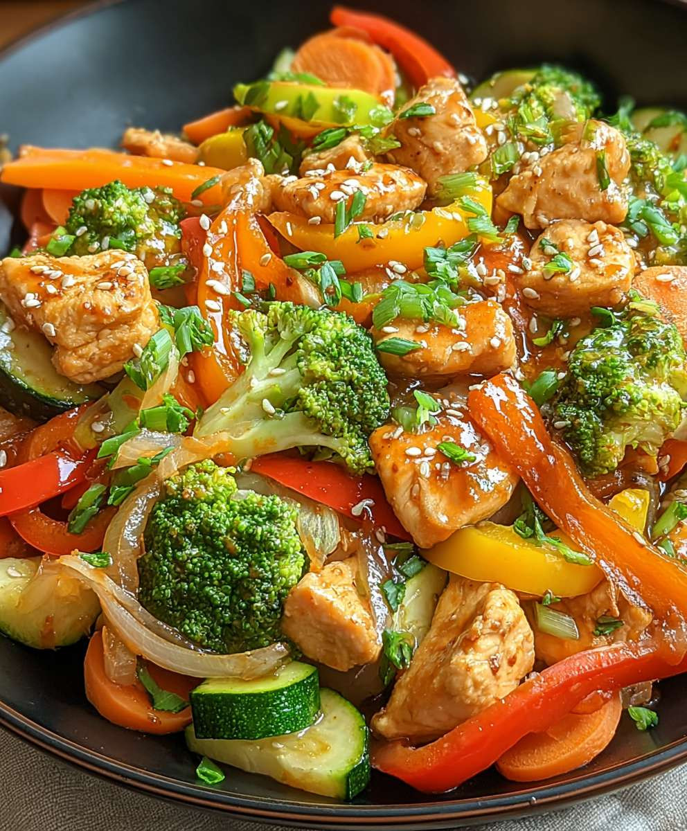 Gemüsepfanne mit Hähnchen