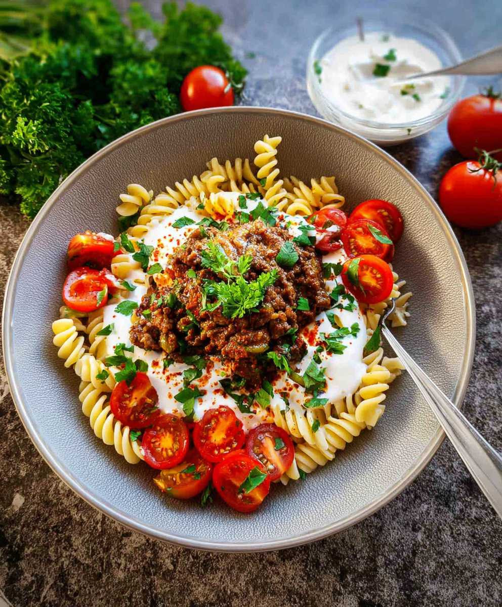 Türkische Pasta mit Joghurt