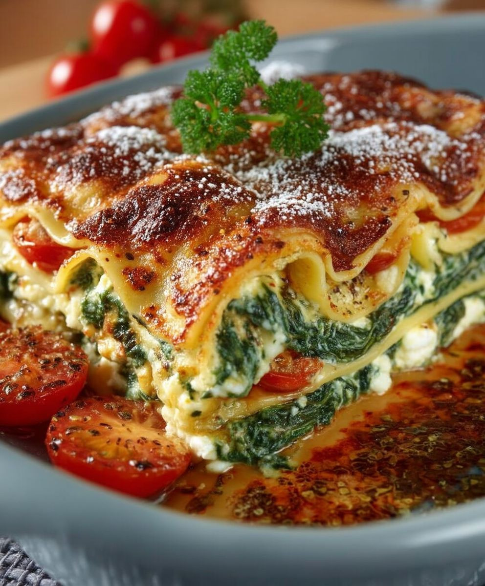 Spinatlasagne Feta Tomaten