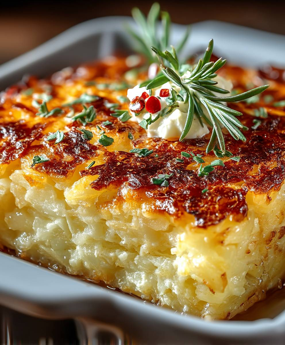 Hüttenkäse Kartoffelrösti Auflauf