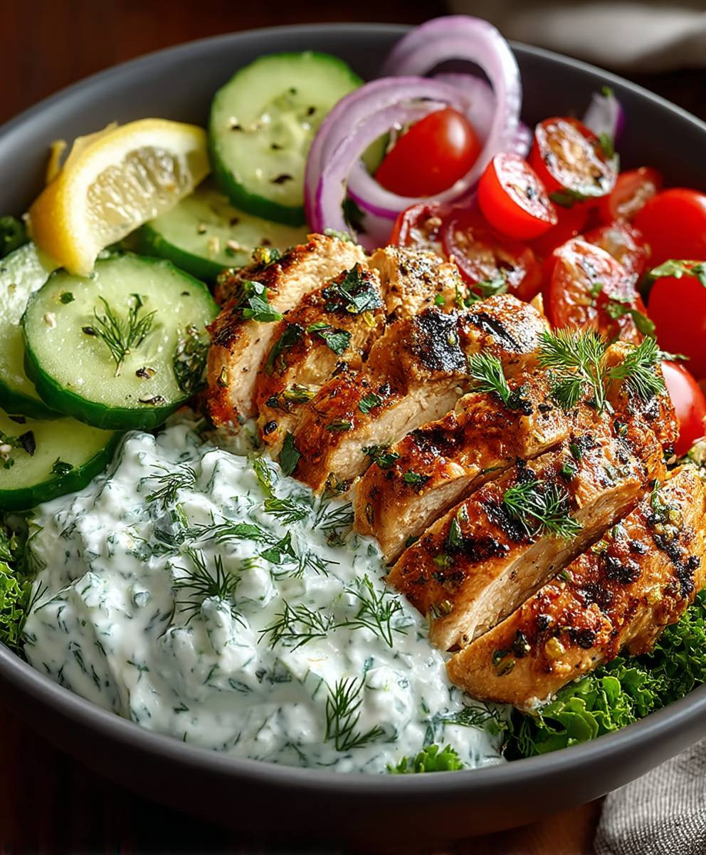 Griechische Hähnchen Tzatziki Bowl