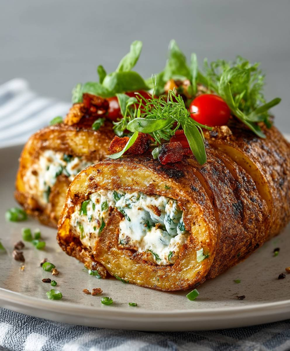 Vegane gefüllte Kartoffelrolle