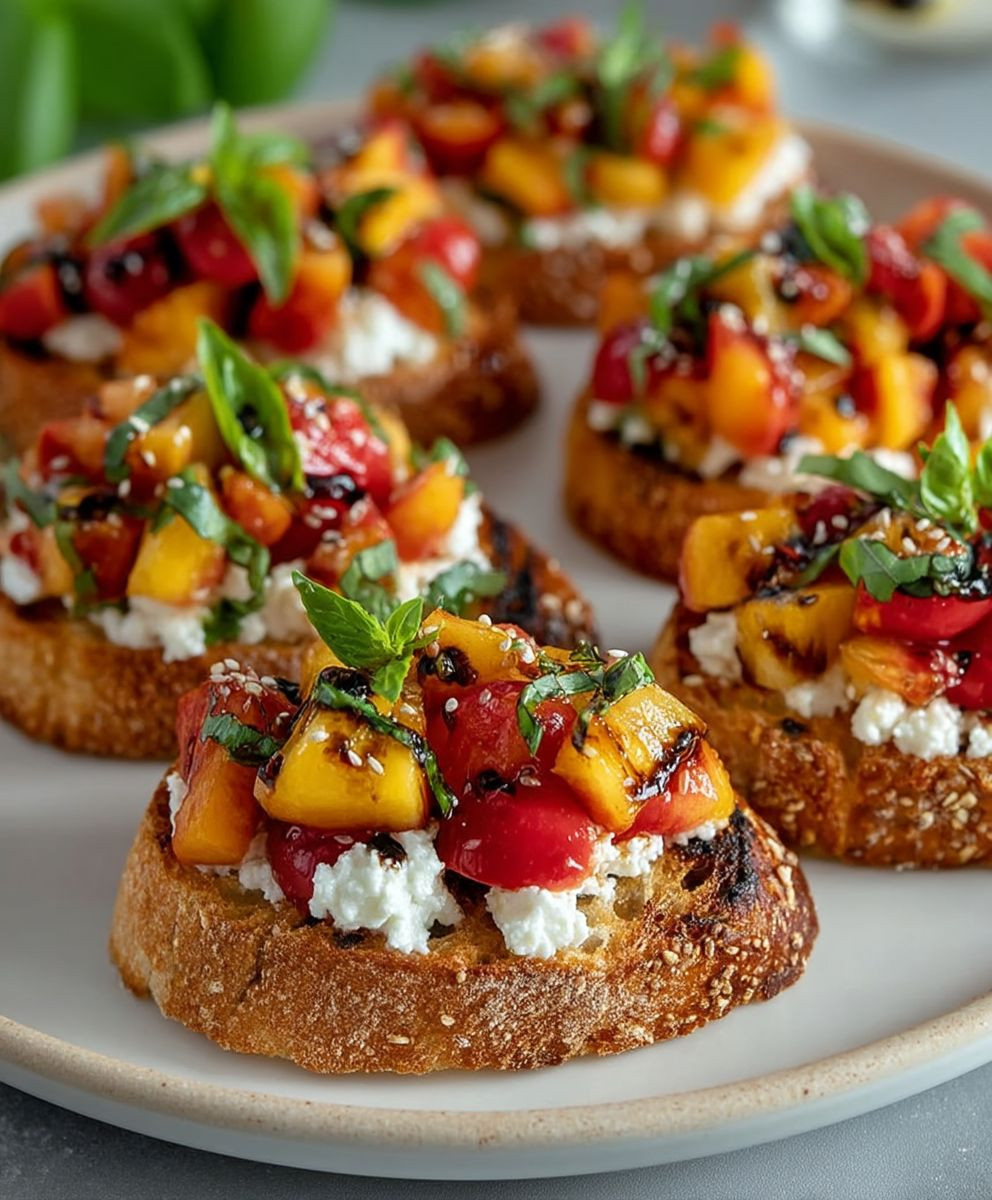 Pfirsich Bruschetta Ricotta