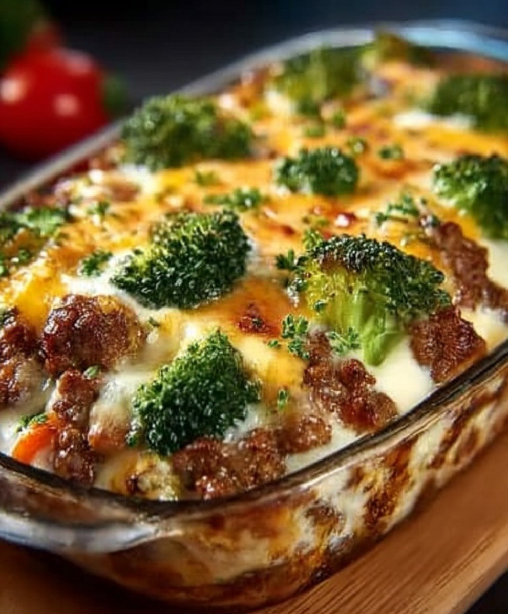 Fitness Auflauf Brokkoli Hackfleisch