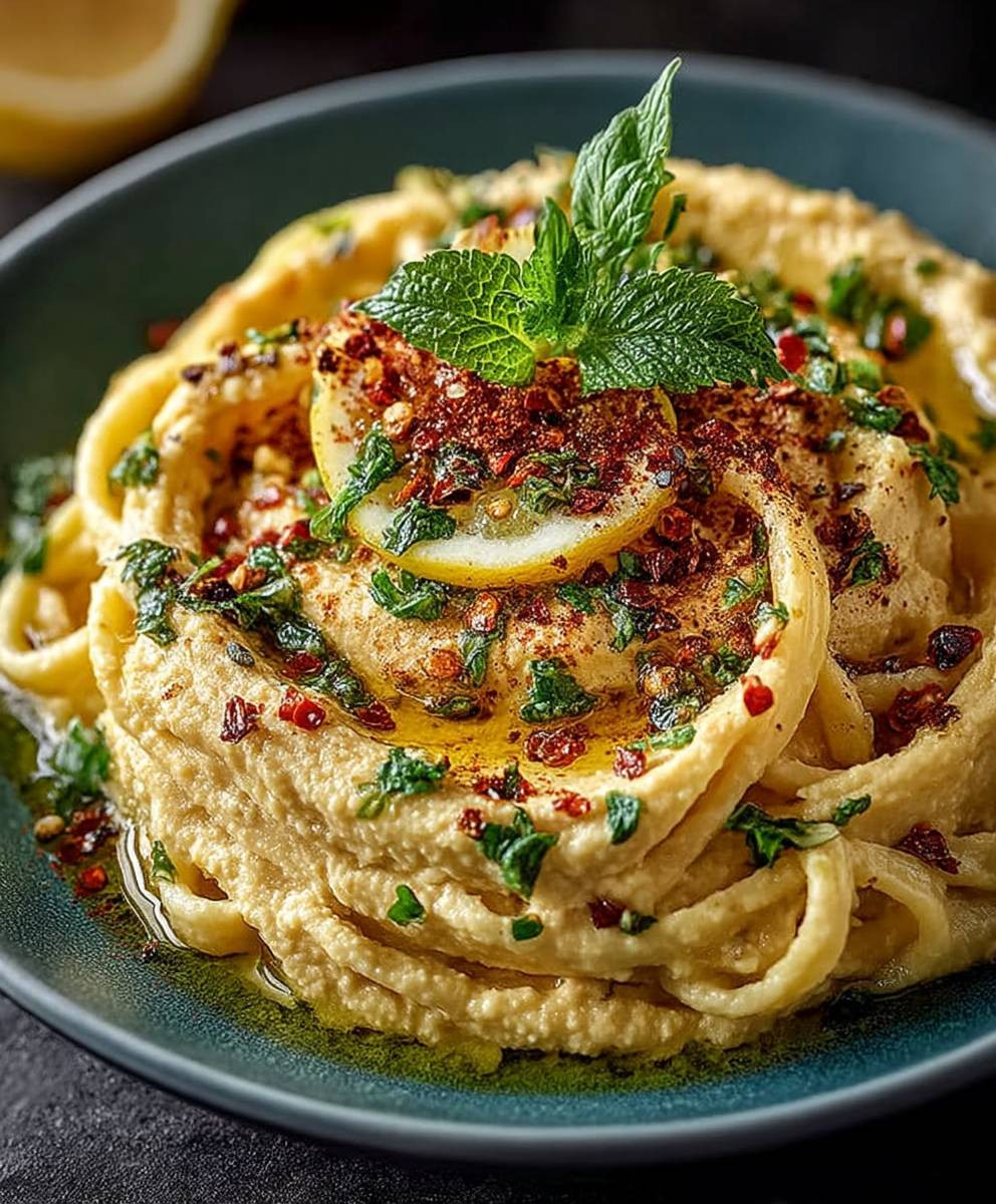 Zitronige Hummus Pasta