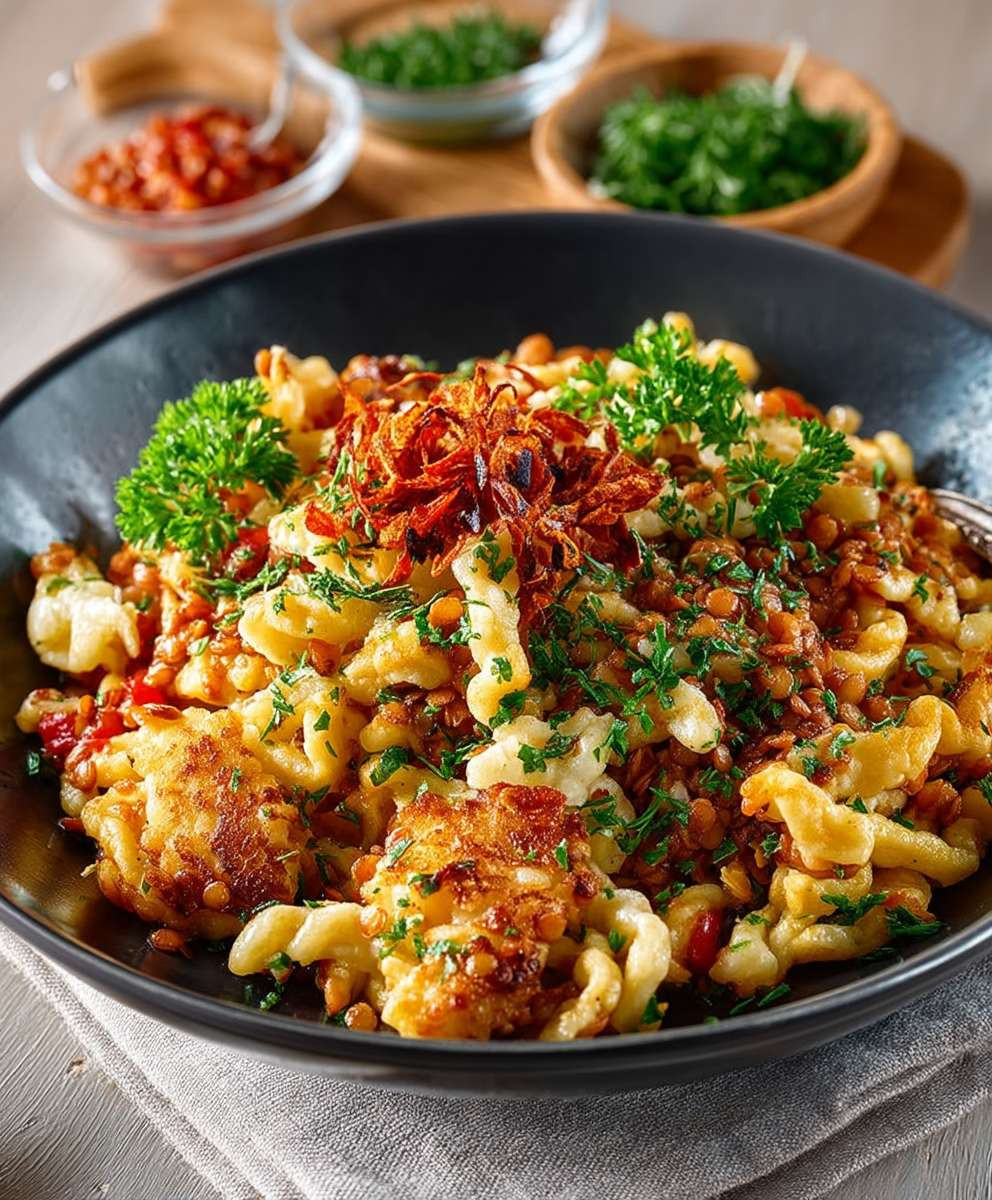 Spätzle Linsen Pfanne schnell