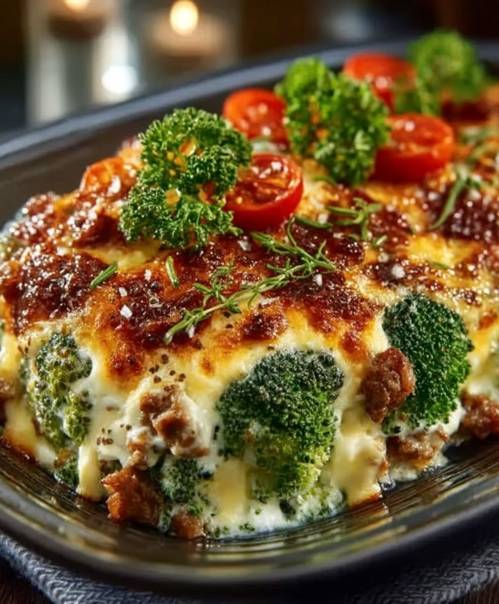 Fitness Auflauf Brokkoli Hackfleisch