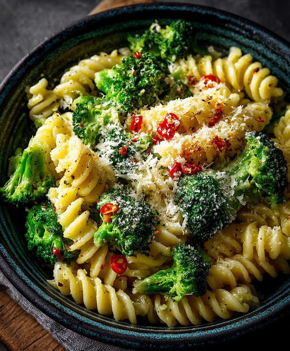 Brokkoli Pasta Chili Parmesan