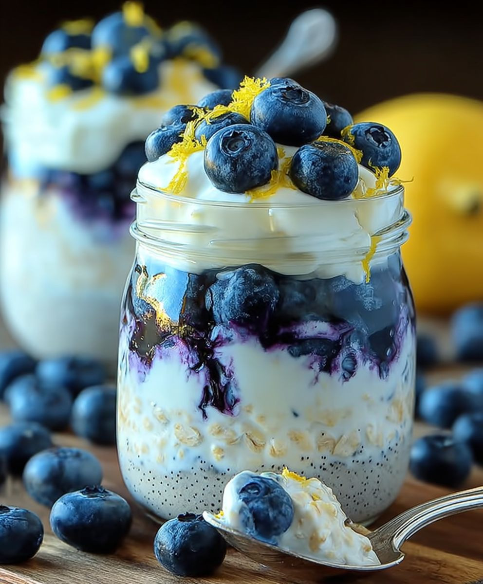 Zitronen Blaubeer Overnight Oats