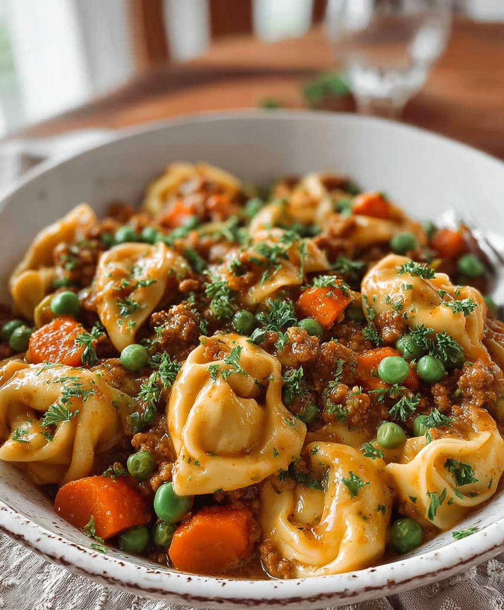 Vegane Tortellini Pfanne Hackfleisch