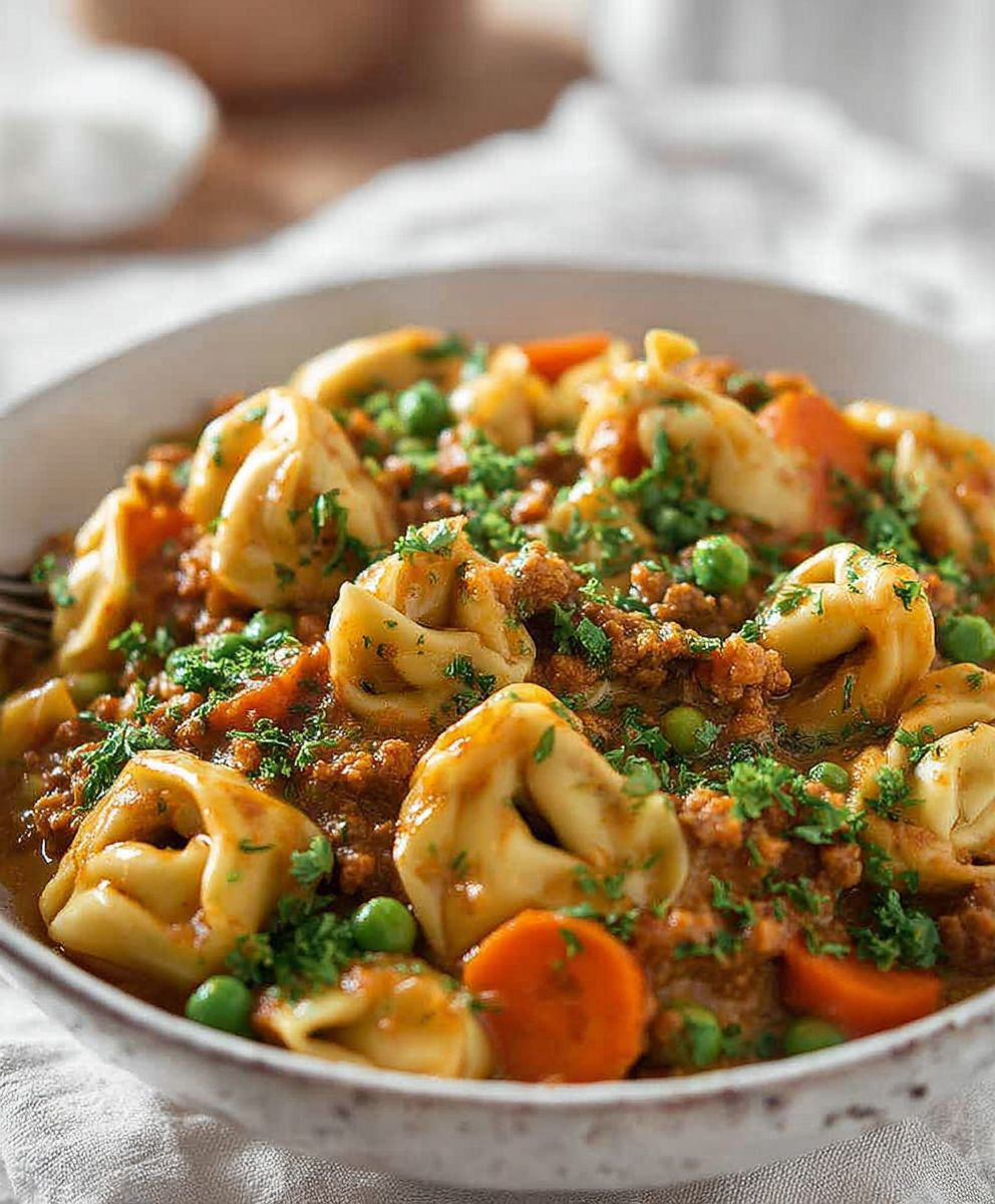 Vegane Tortellini Pfanne Hackfleisch