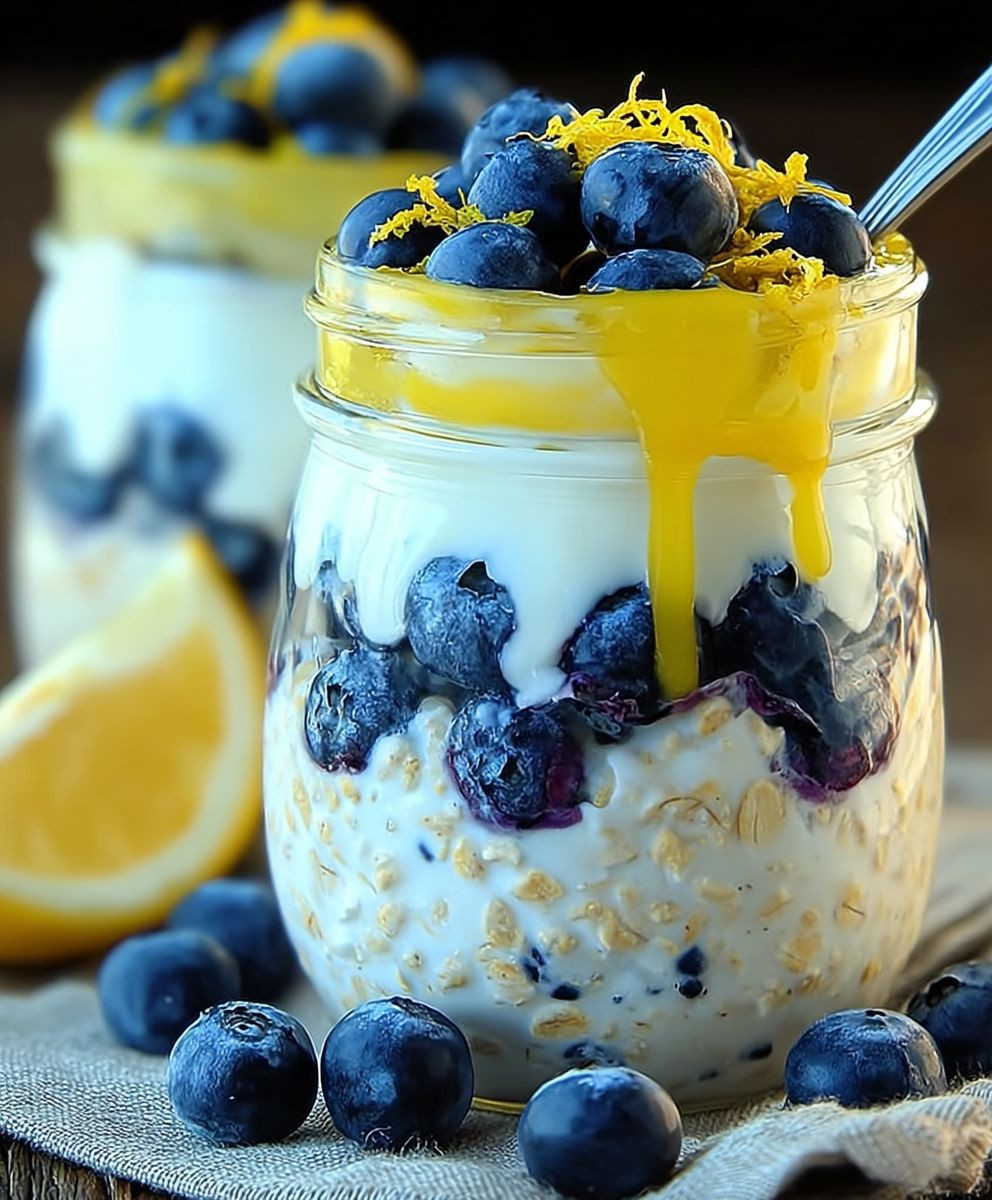 Zitronen Blaubeer Overnight Oats