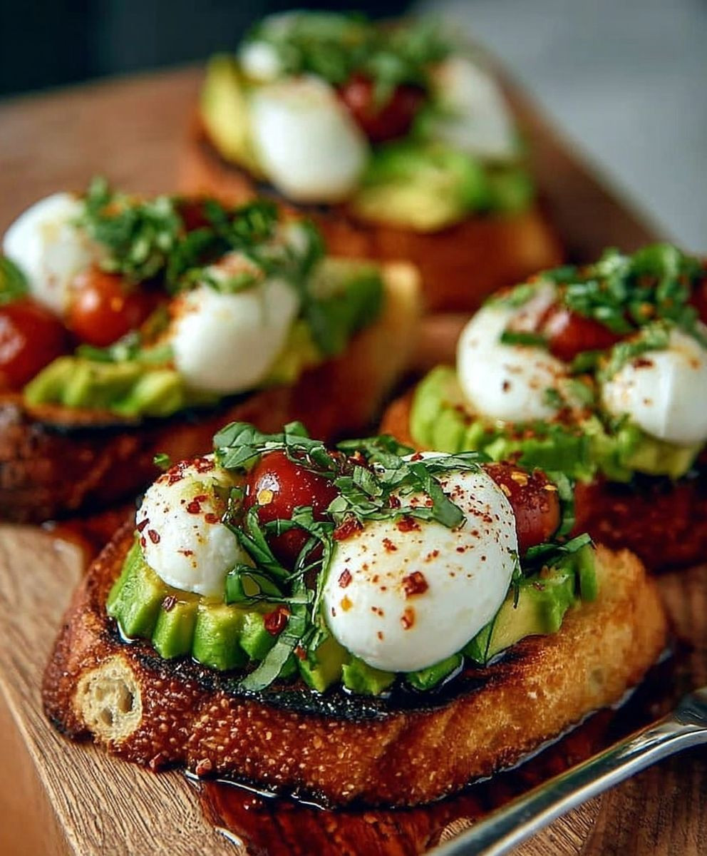 Avocado Burrata Bruschetta einfach zubereiten