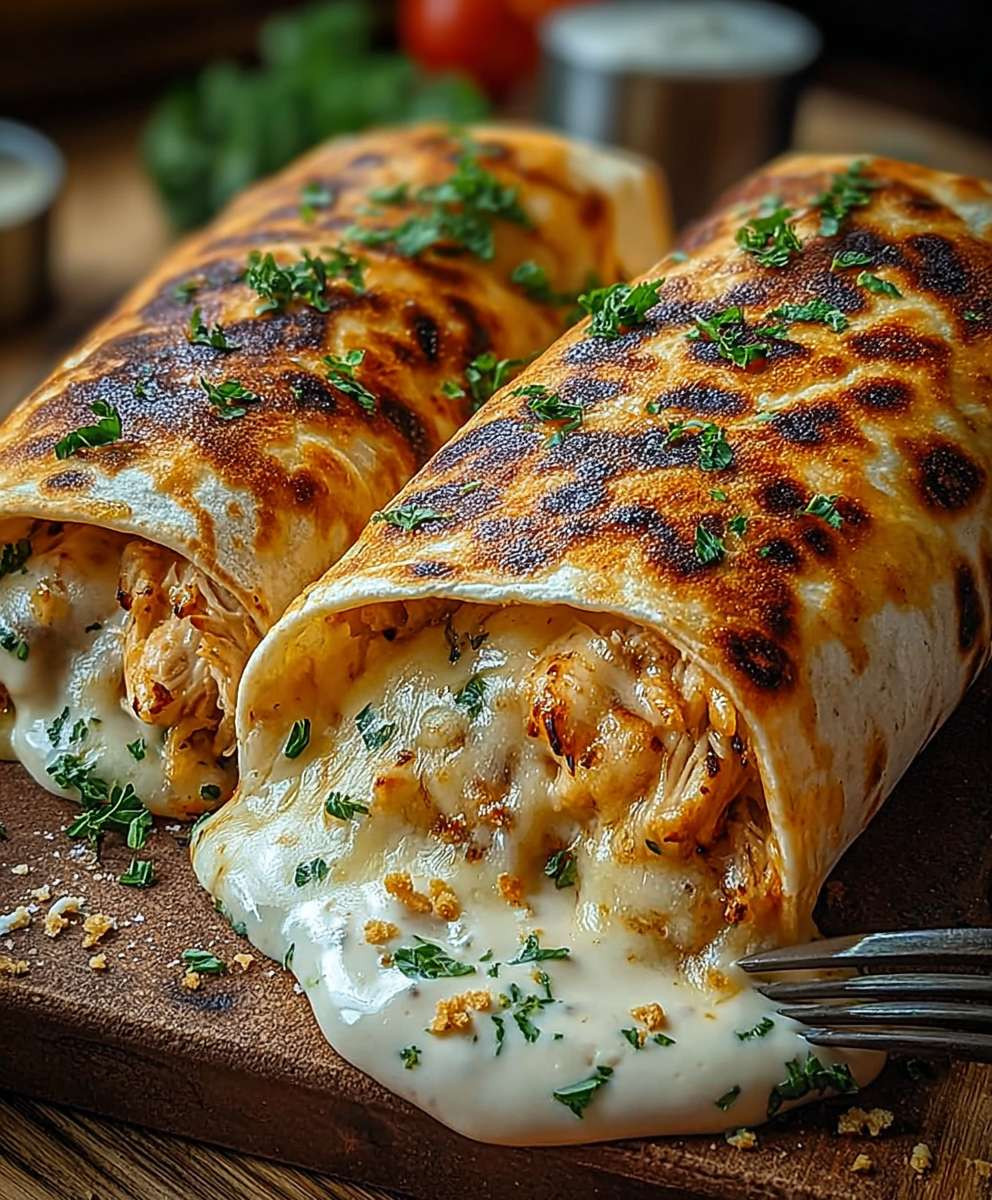 Käse Knoblauch Hähnchen Wraps