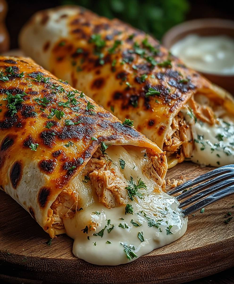 Käse Knoblauch Hähnchen Wraps