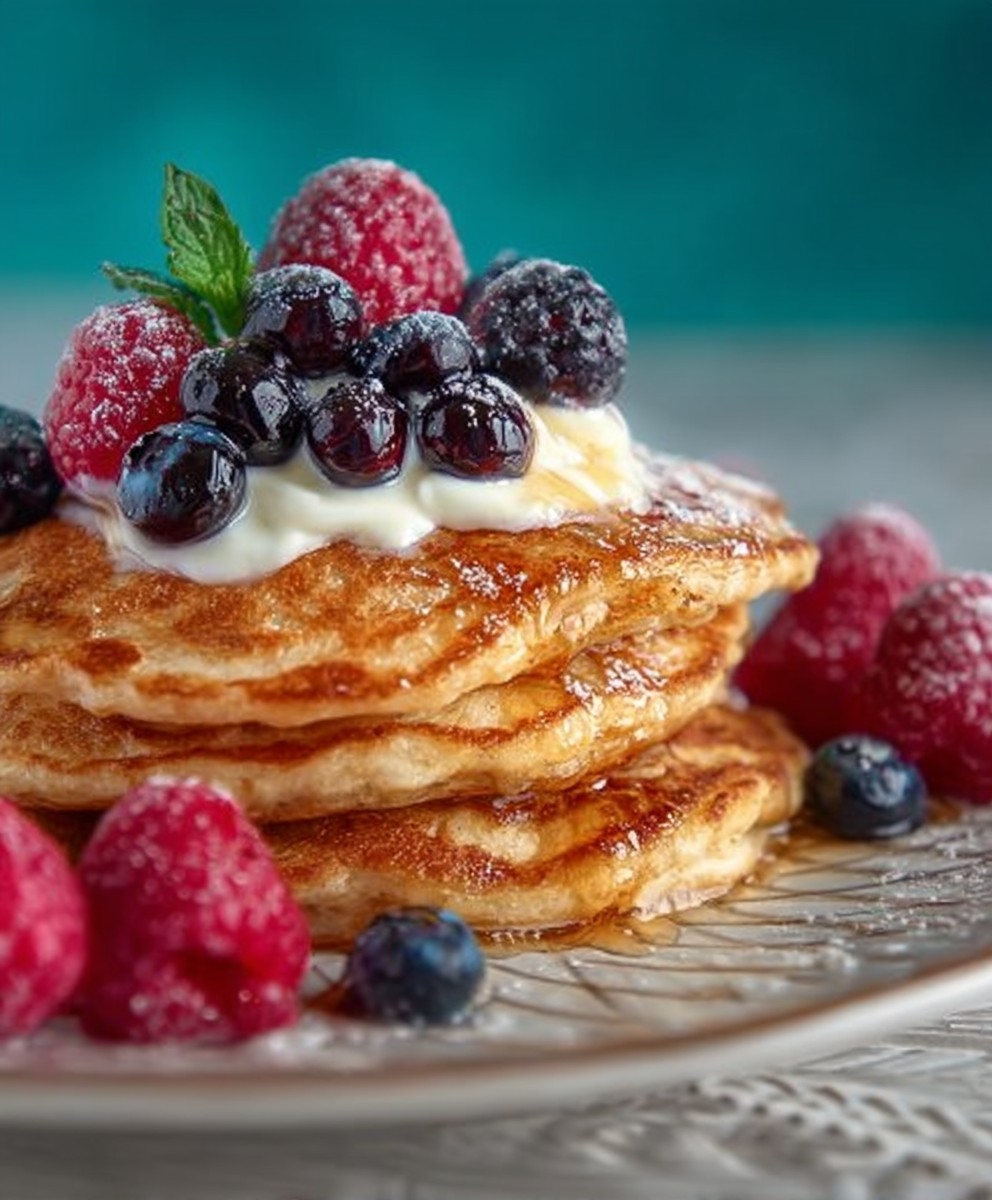 Gesunde Joghurt Pancakes Beerenmus