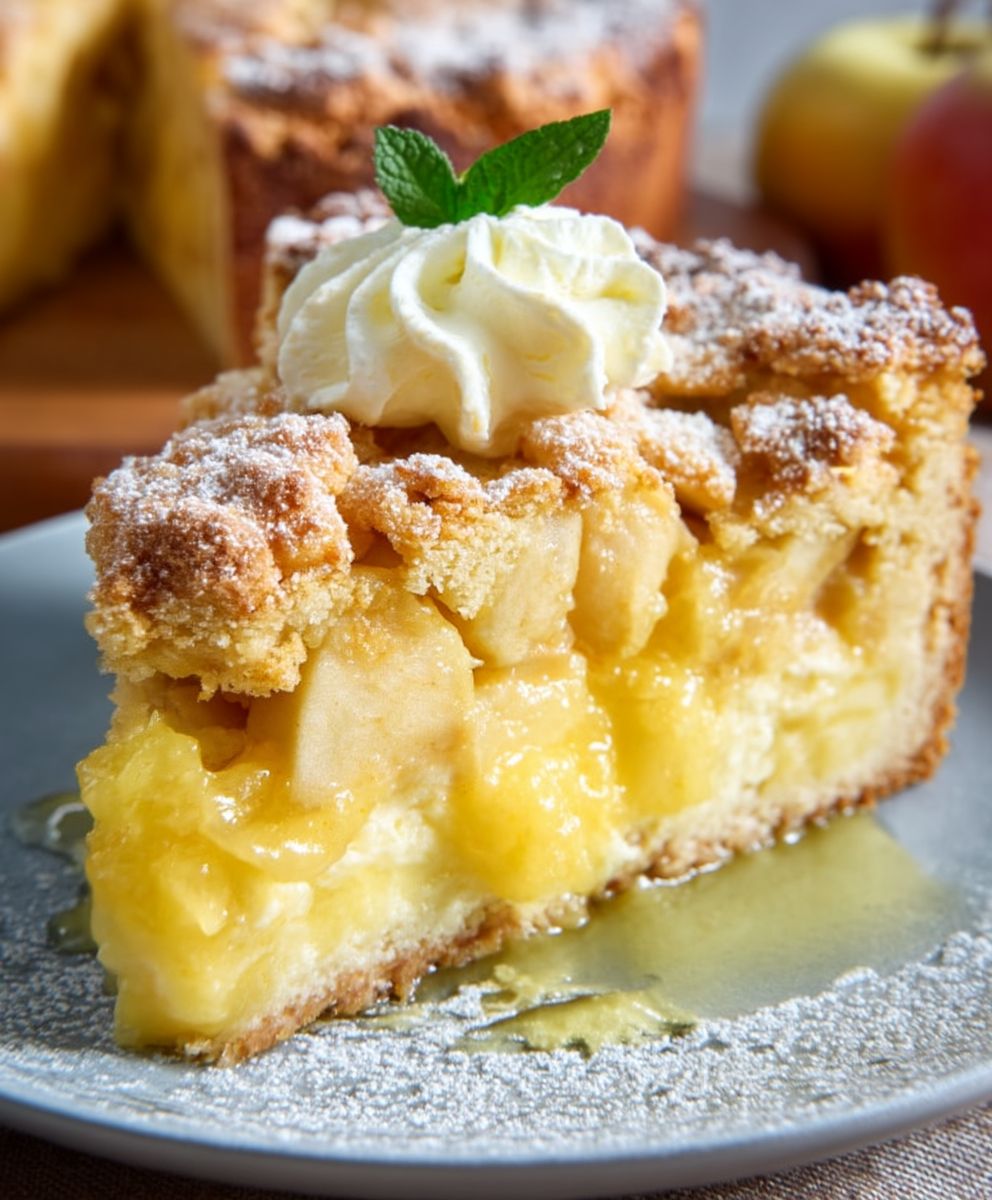 Saftiger Apfelkuchen mit Pudding