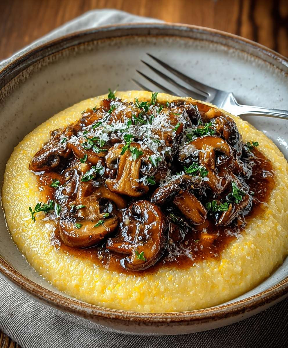 Pilzragout mit Parmesan Polenta