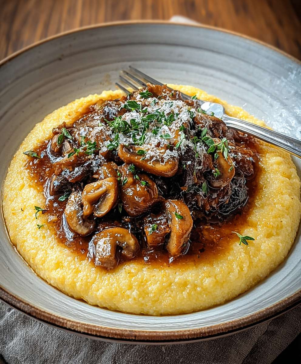 Pilzragout mit Parmesan Polenta