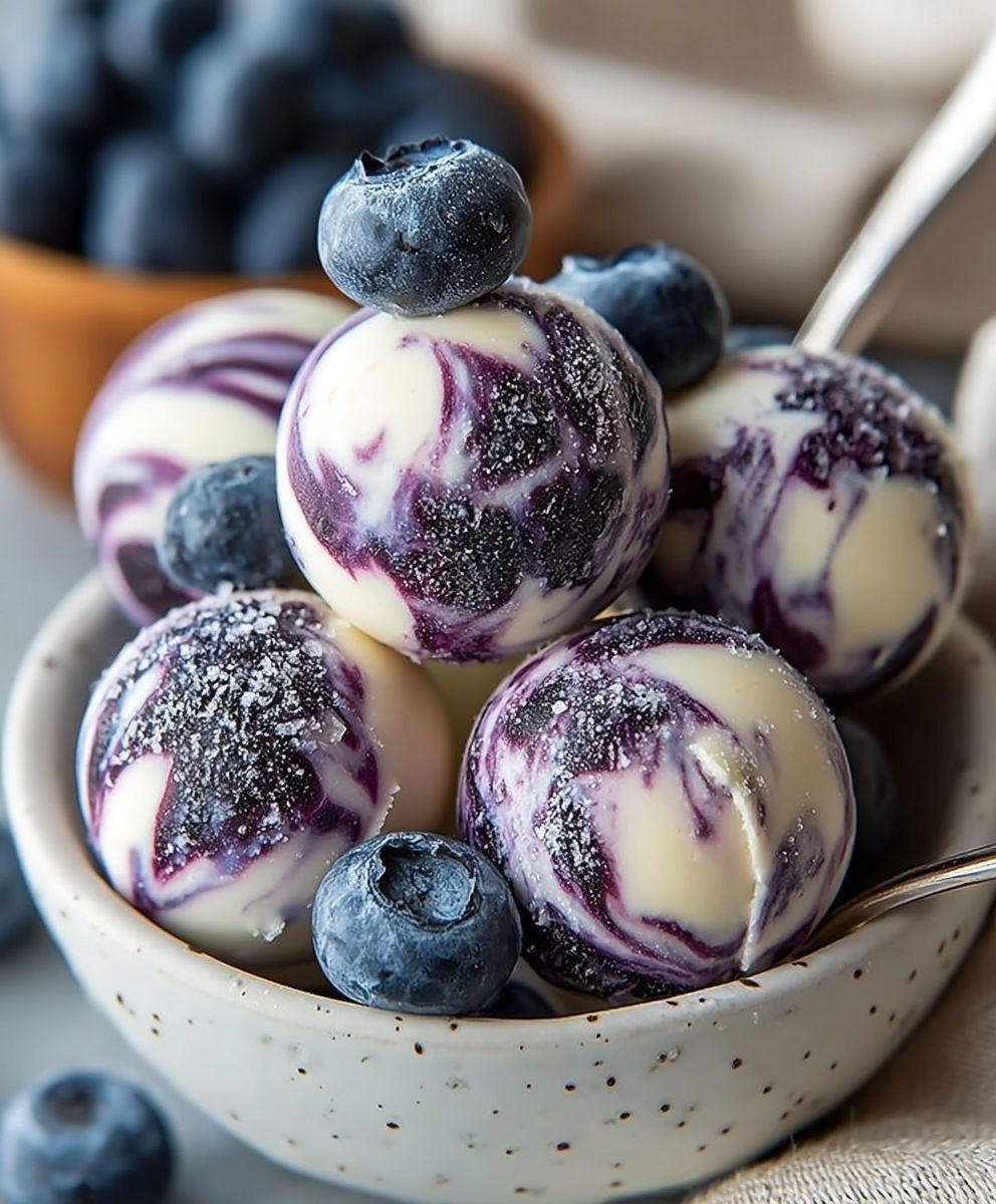 Blaubeer Joghurt Bites einfrieren