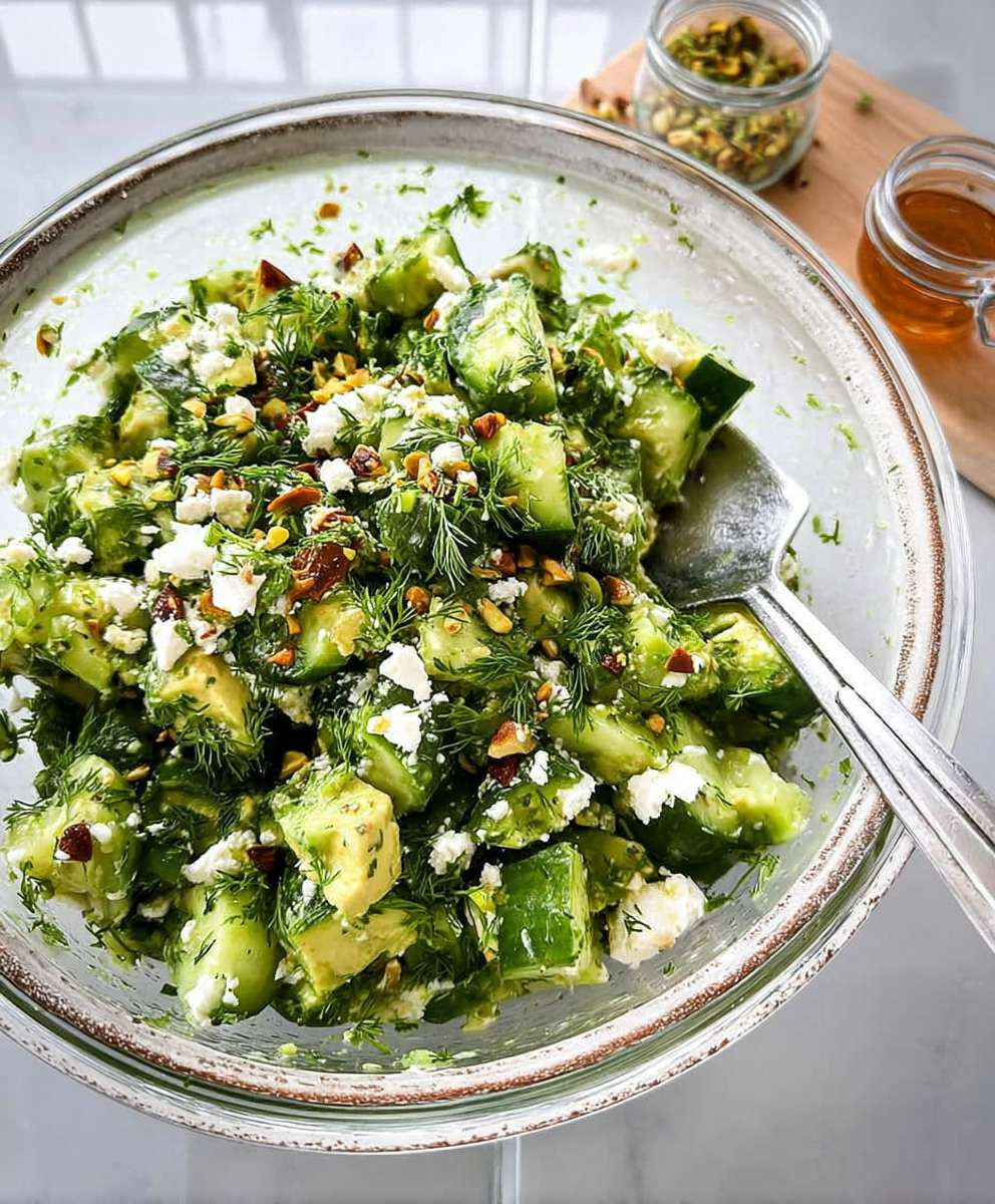 Smashed Gurkensalat mit Feta