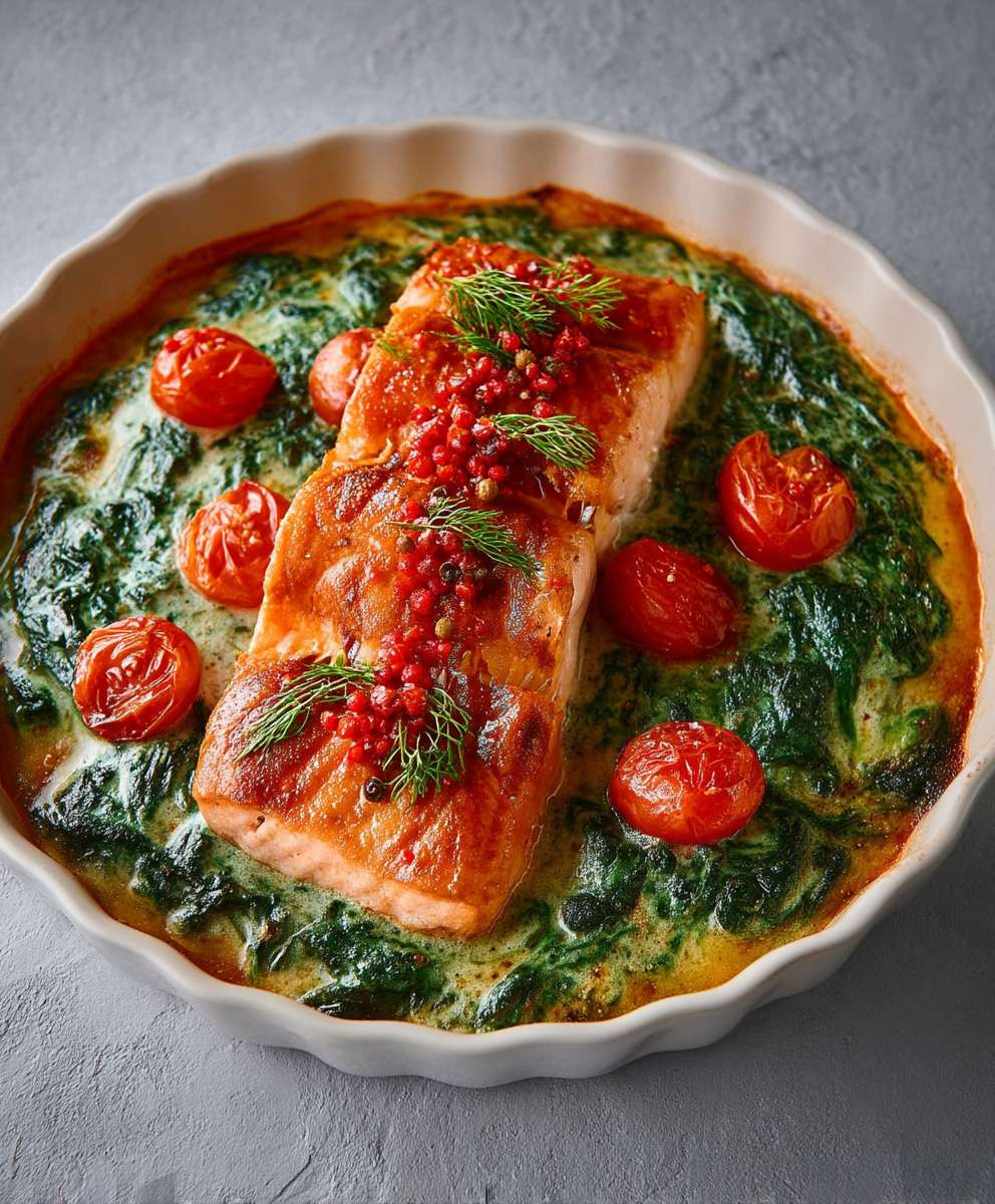 Ofenlachs mit Spinat