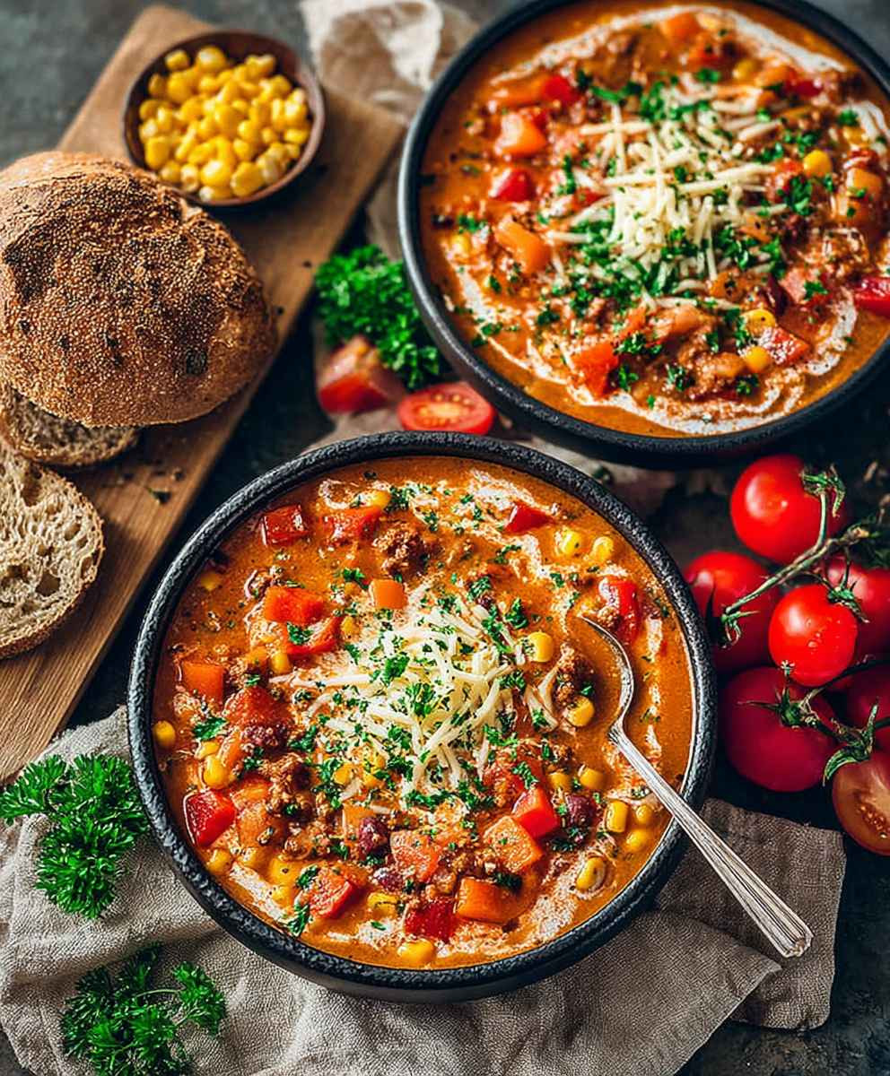 Vegane Pizzasuppe schnelles Rezept
