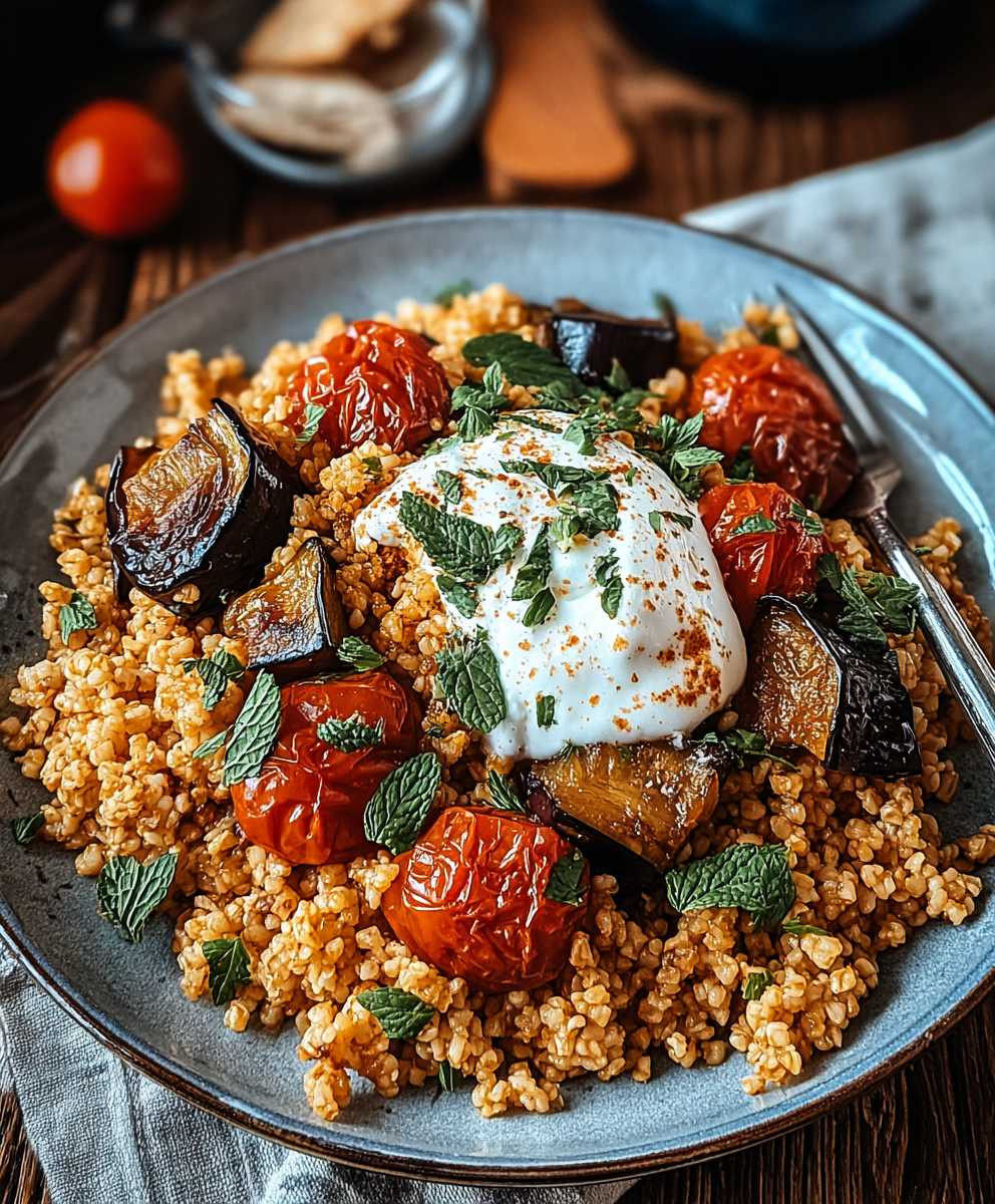 Bulgur mit Tomaten Auberginen