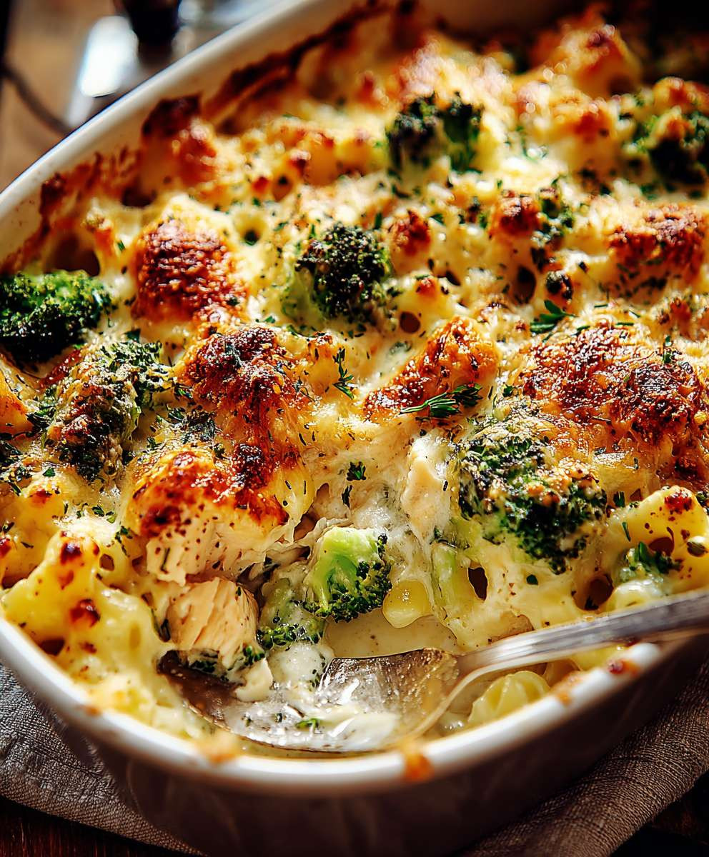Brokkoli Hähnchen Auflauf mit Frischkäse