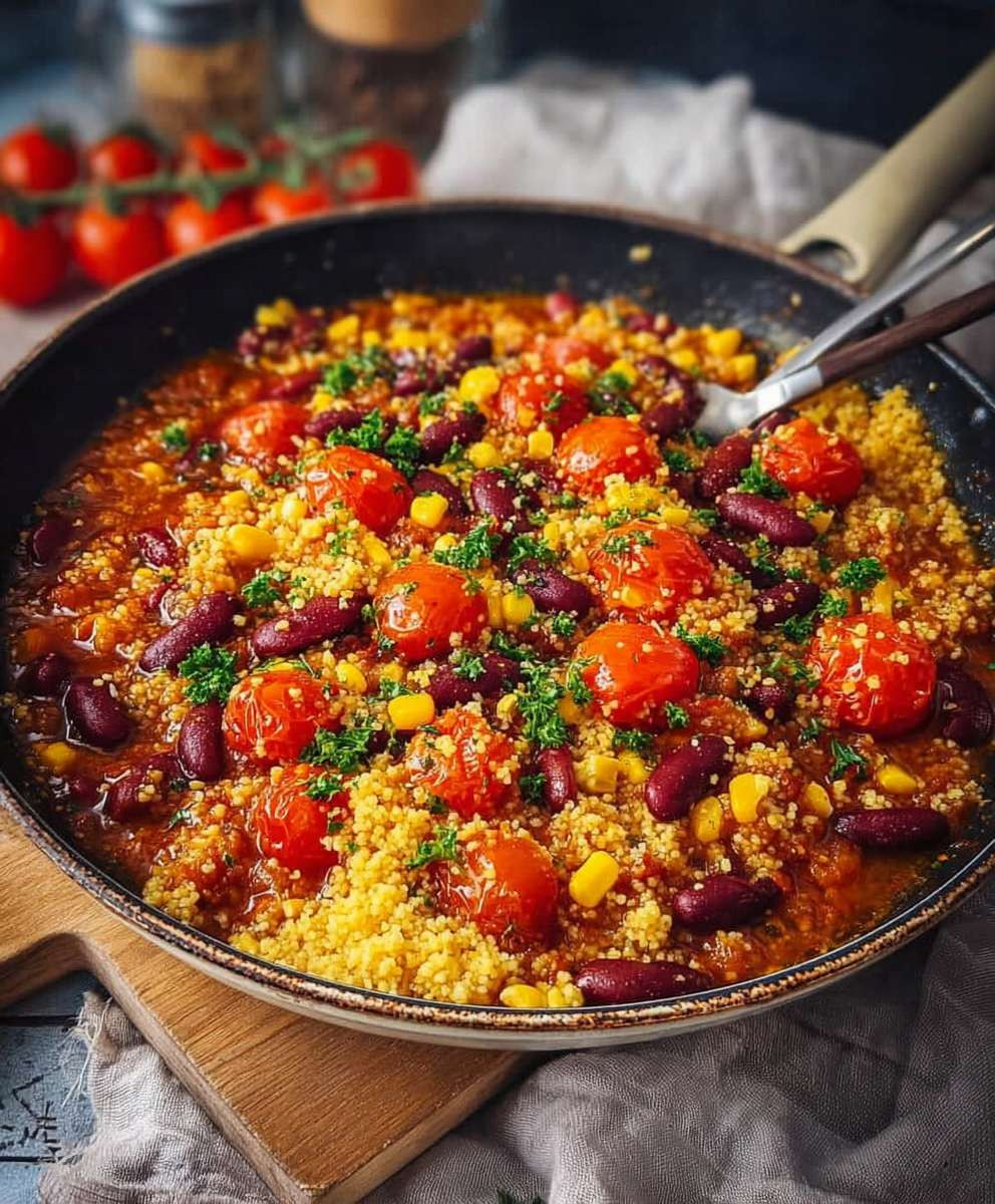 Couscous Pfanne Tomaten Kidneybohnen