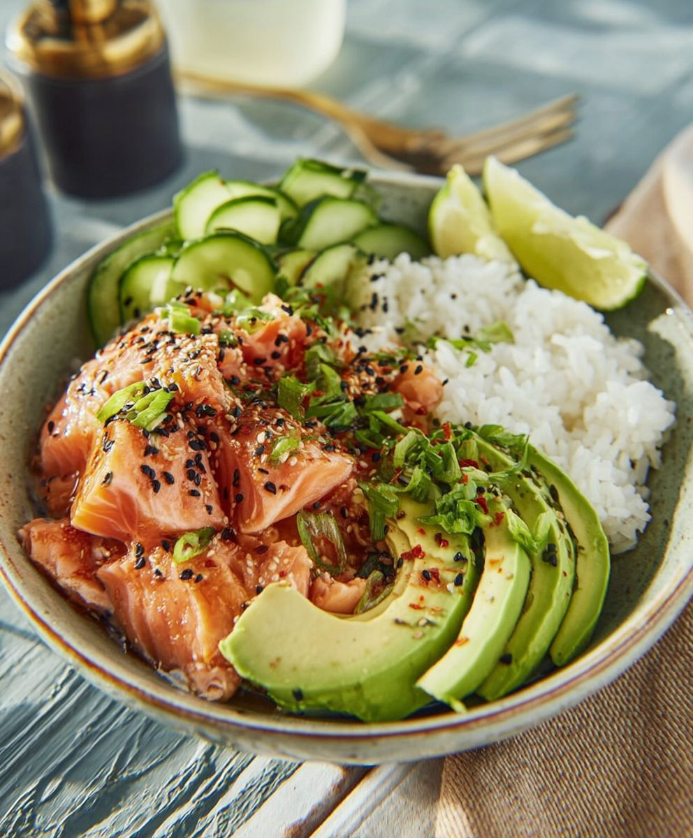 Lachs Avocado Bowl einfach schnell