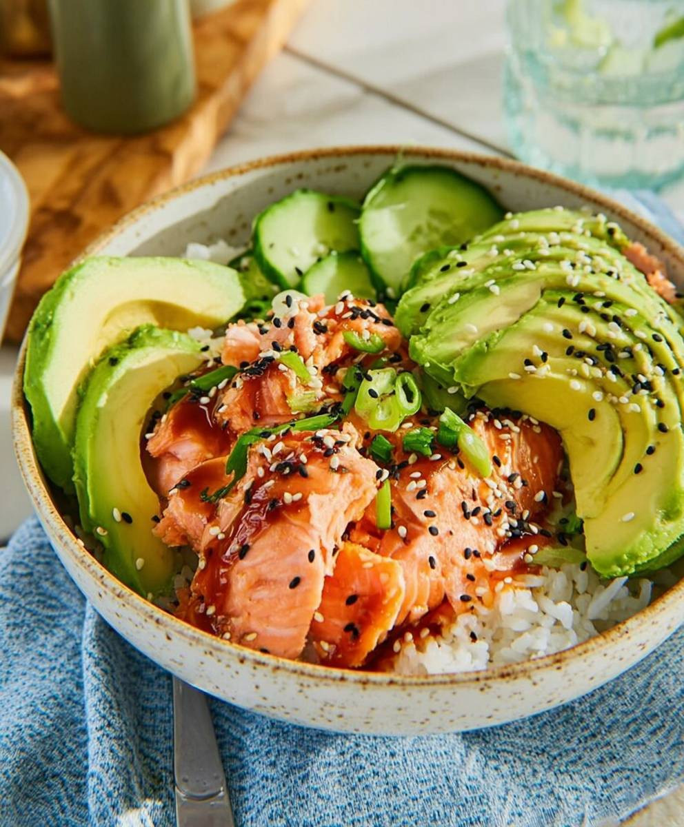 Lachs Avocado Bowl einfach schnell