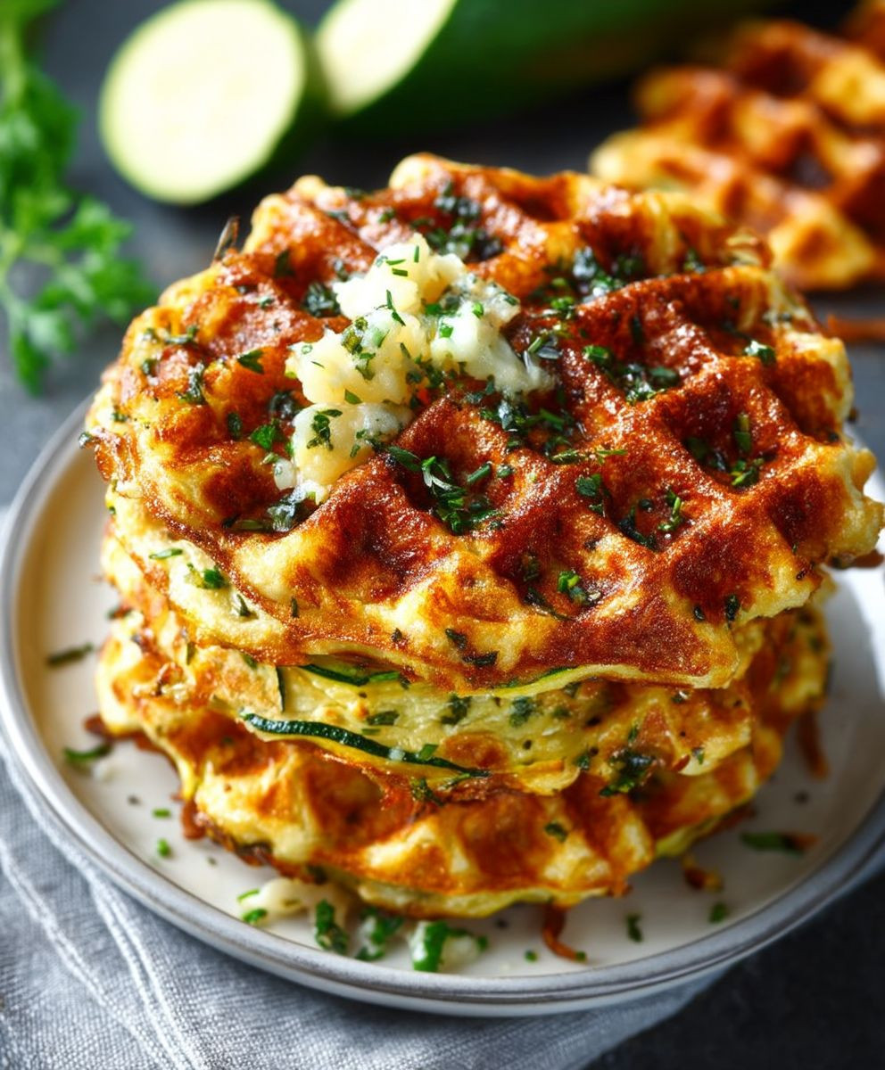 Zucchiniwaffeln mit Cheddar