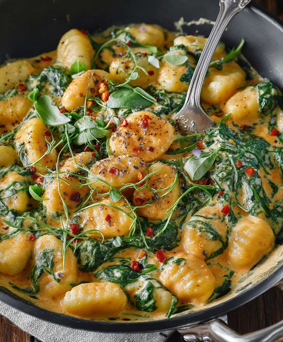 Cremige Spinat Gnocchi