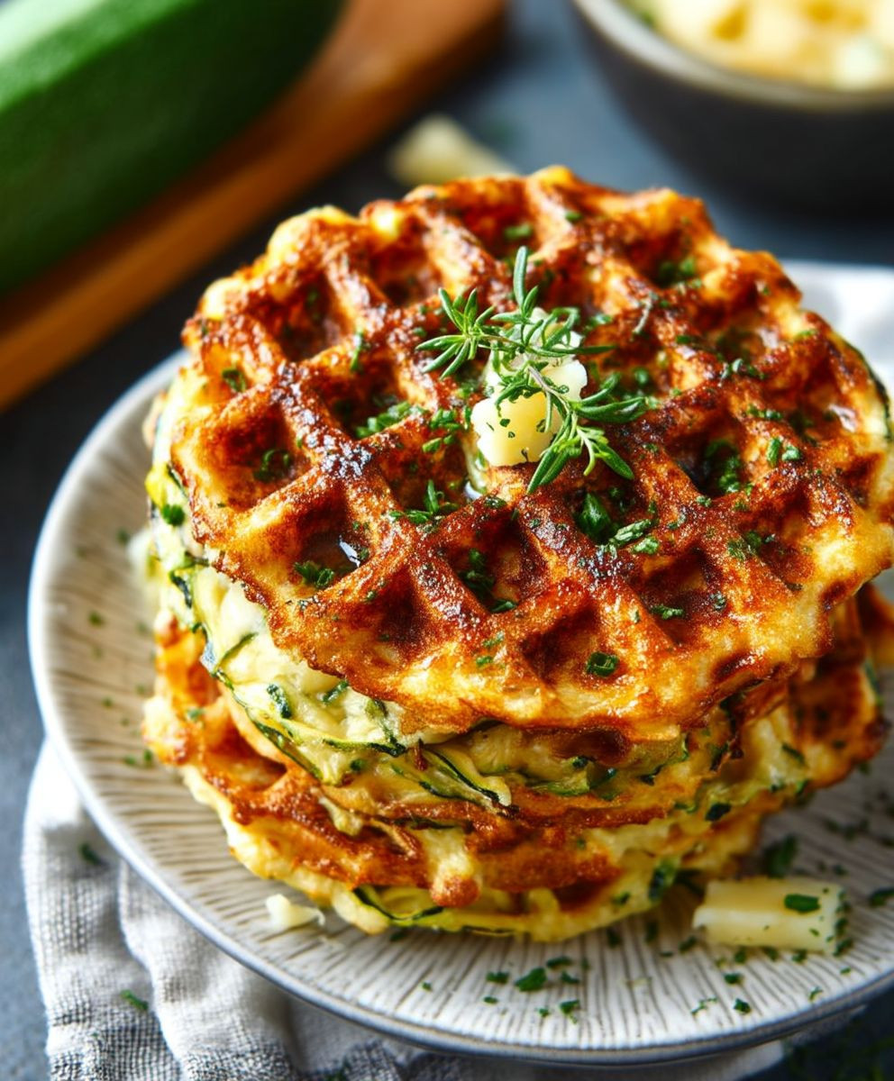 Zucchiniwaffeln mit Cheddar
