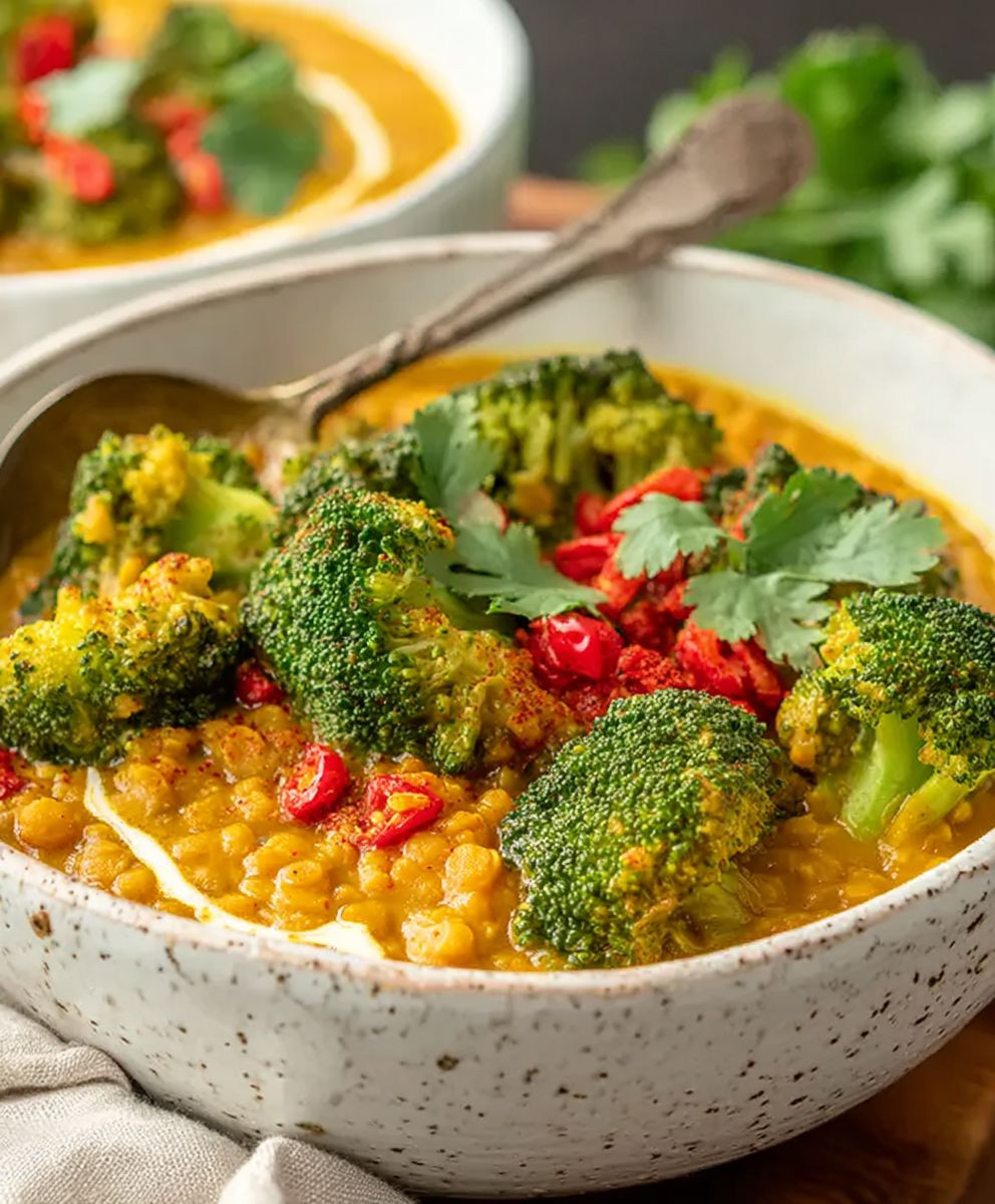 Brokkoli Curry mit roten Linsen